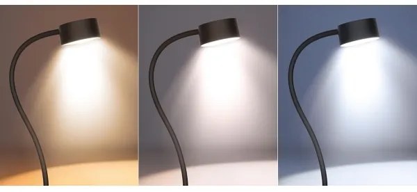 Solight WO3001-B-LED Dimmelhető flexibilis lámpa klipsszel LED/2W/5V 3000/4000/6500K fekete