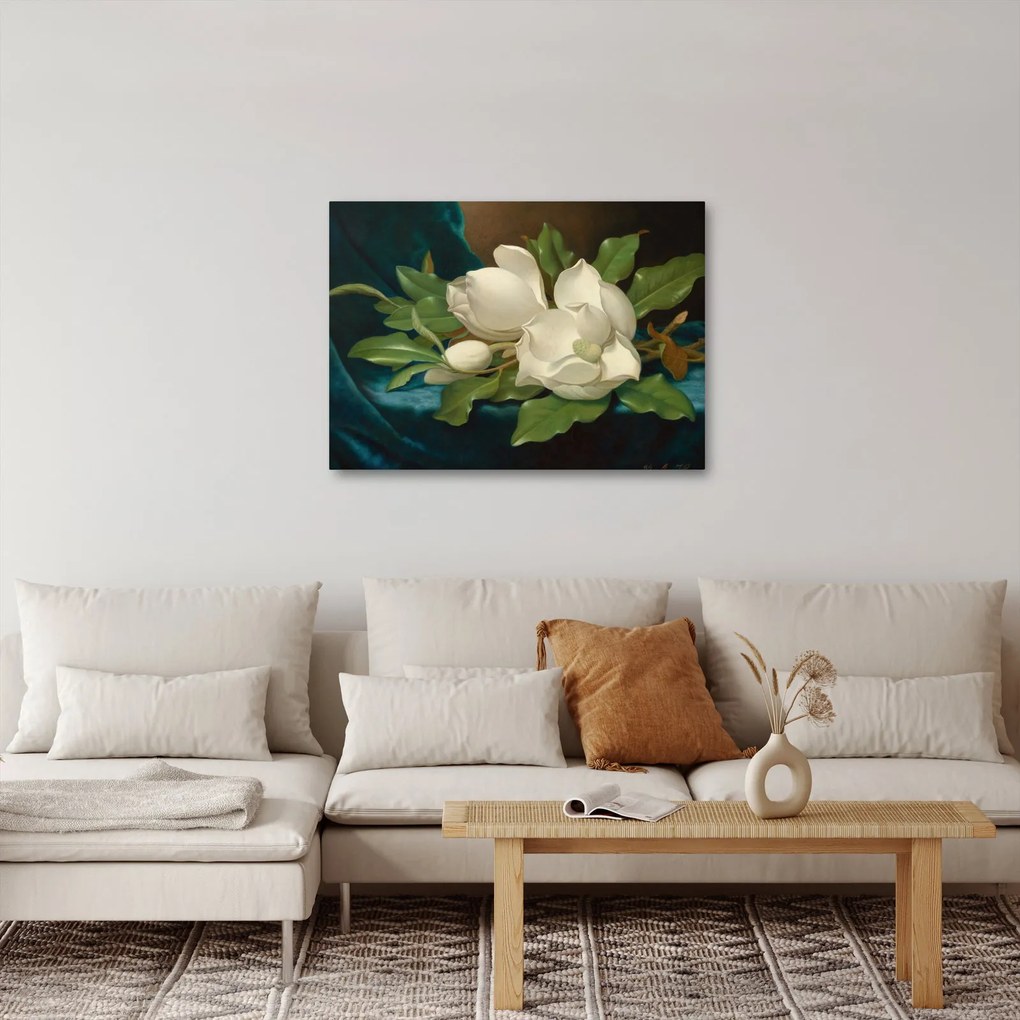 Kép - Martin Johnson Heade, Giant Magnolias on a Blue Velvet Cloth, reprodukciók (70x50 cm)