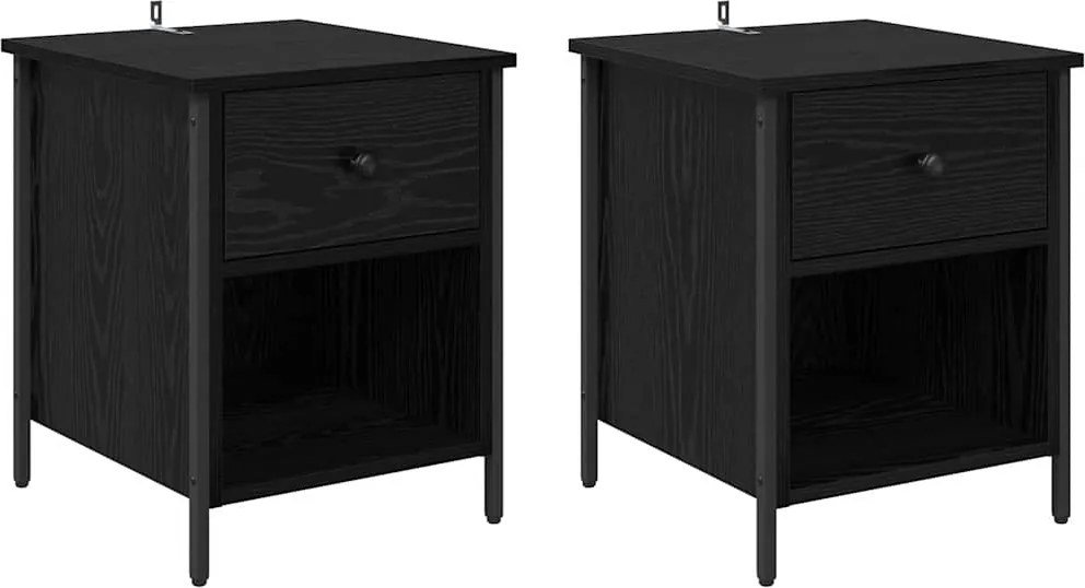 vidaXL Éjjeliszekrény 2 pcs Fekete tölgy 40 x 42 x 50 cm Faanyag