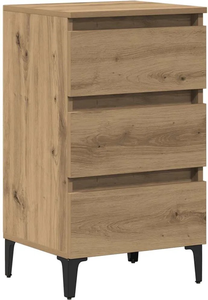 vidaXL kézműves tölgy színű éjjeliszekrény fémlábakkal 40 x 35 x 69 cm