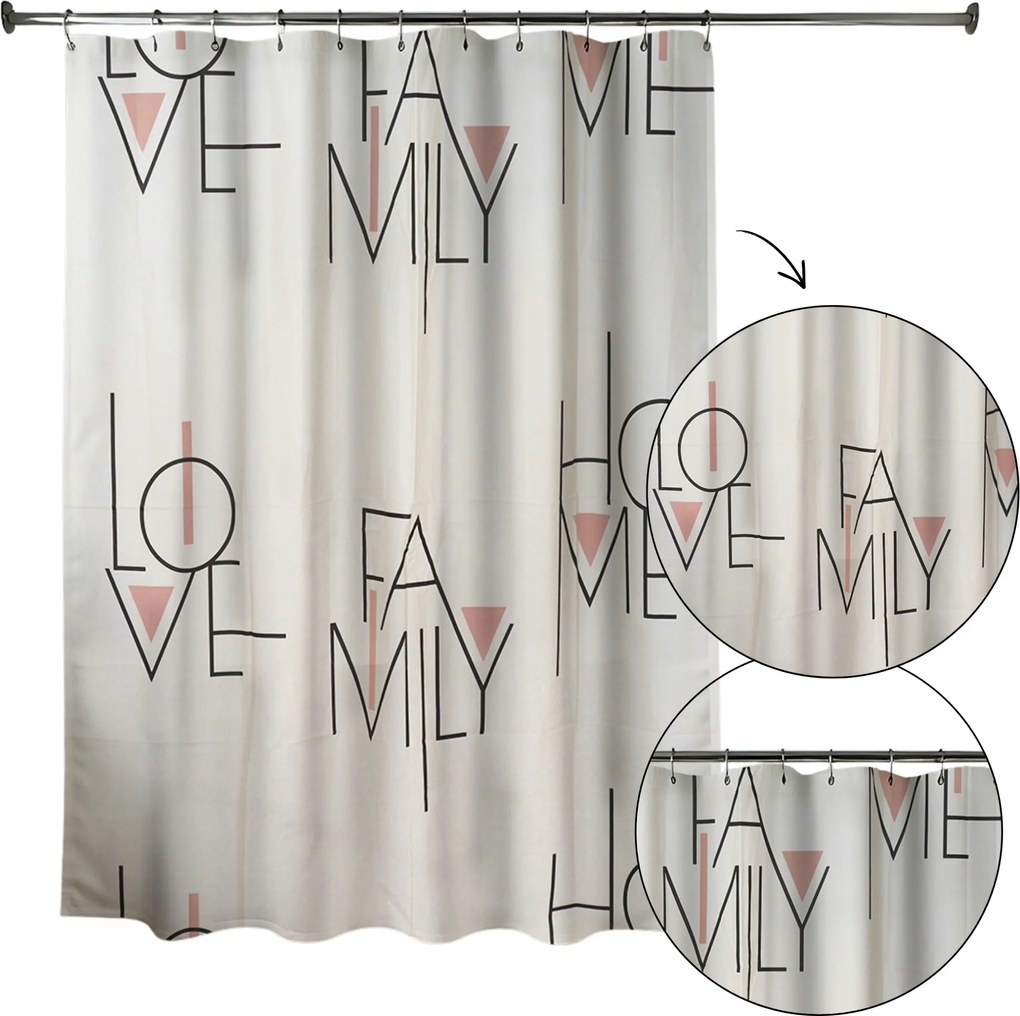 Zuhanyfüggöny 180x180 cm fürdőszobai kádhoz Vízálló love macska