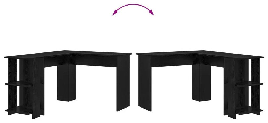 vidaXL Sarokíróasztal Fekete tölgy 140 x 113,5 x 75 cm Faanyag