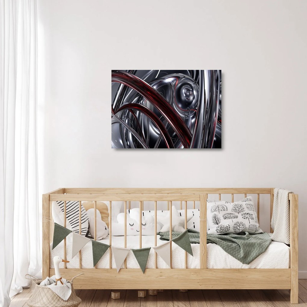 Szürke absztrakció kép (üvegen) (70x50 cm)