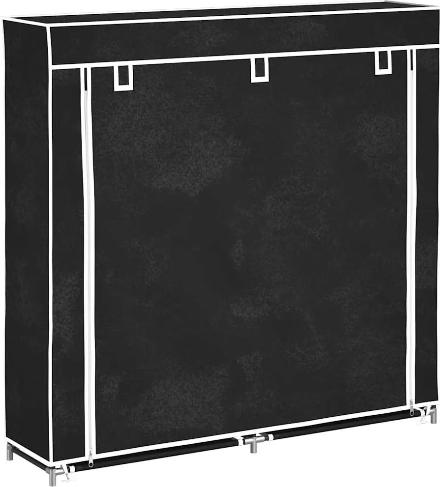 vidaXL Fekete szövet cipőszekrény borítóval 115 x 28 x 110 cm