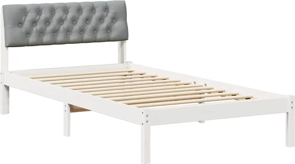 vidaXL Ágykeret Fehér és világosszürke 100 x 200 cm Tömör fenyőfa