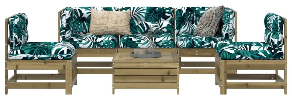 vidaXL 6 részes impregnált fenyőfa kerti ülőgarnitúra