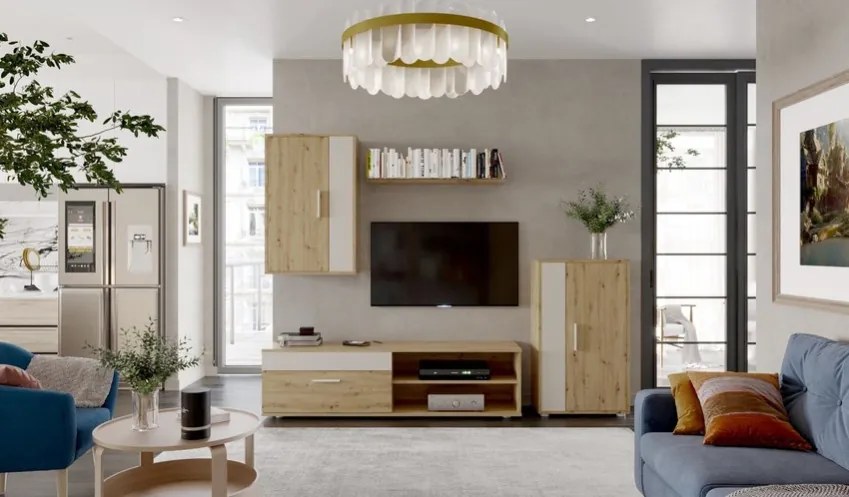 Benson 4 részes nappali szett kézműves tölgy, kasmír