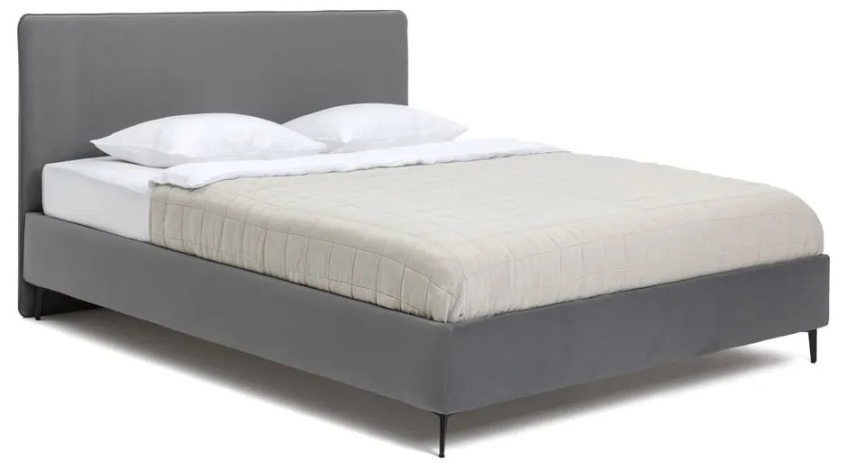 Szürke kárpitozott franciaágy ágyráccsal 180x200 cm Noira Slim – Bonami Selection