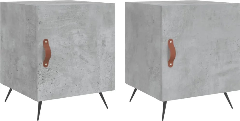 vidaXL 2 db betonszürke szerelt fa éjjeliszekrény 40 x 40 x 50 cm