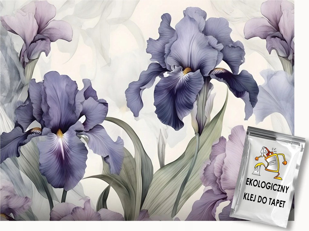 Fotótapéta Flizelina Természet Kert Virágok Íriszek Lila Rózsaszín 250x175 ragasztó