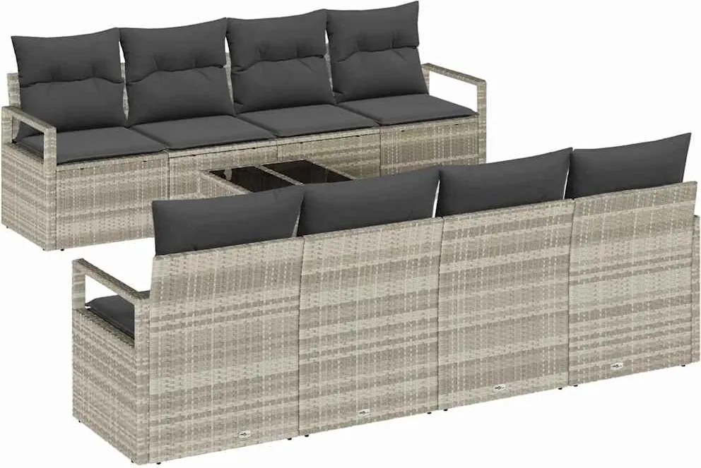 vidaXL Kerti Kanapé Szett párnával 9 pcs Világosszürke és Sötétszürke
