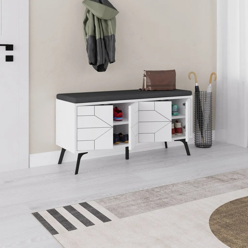 Dune cipőtároló pad, fehér, 107 cm