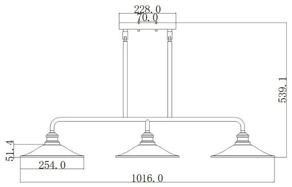 Elstead HK-RIGBY-ISLE-KZ - Csillár rúdon RIGBY 3xE27/60W/230V
