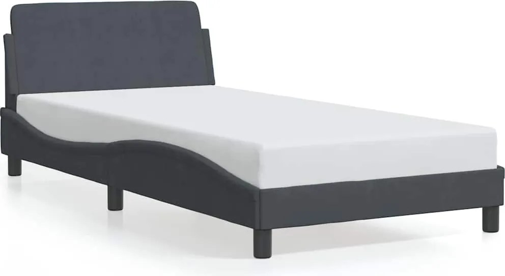vidaXL sötétszürke bársony ágykeret Dover 100 x 203 cm