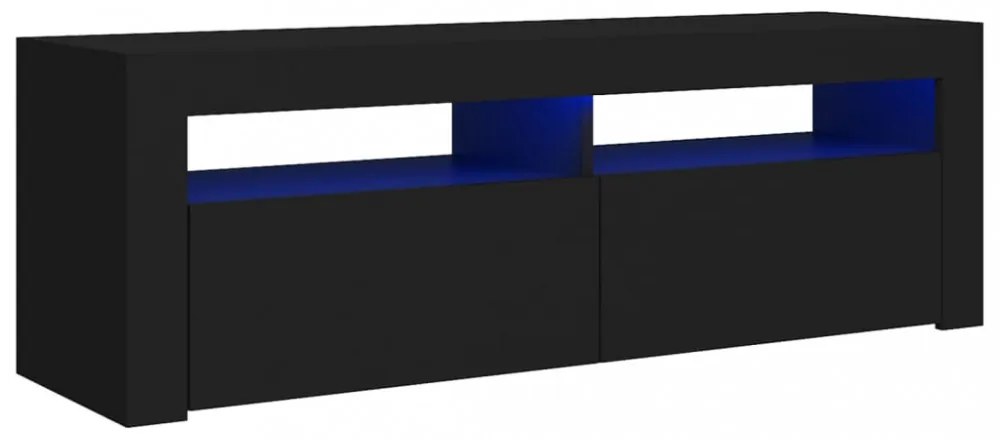 fekete TV-szekrény LED-világítással 120 x 35 x 40 cm