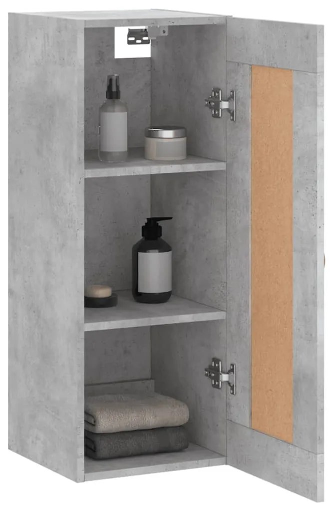 betonszürke szerelt fa fali szekrény 34,5x34x90 cm