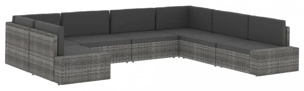 szürke polyrattan középső kanapéelem