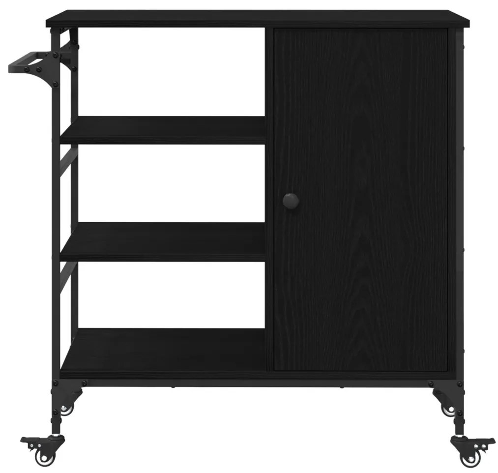 Konyhai Kocsi Fekete Tölgy 87.5x38.5x84.5 cm Szerelt Fa
