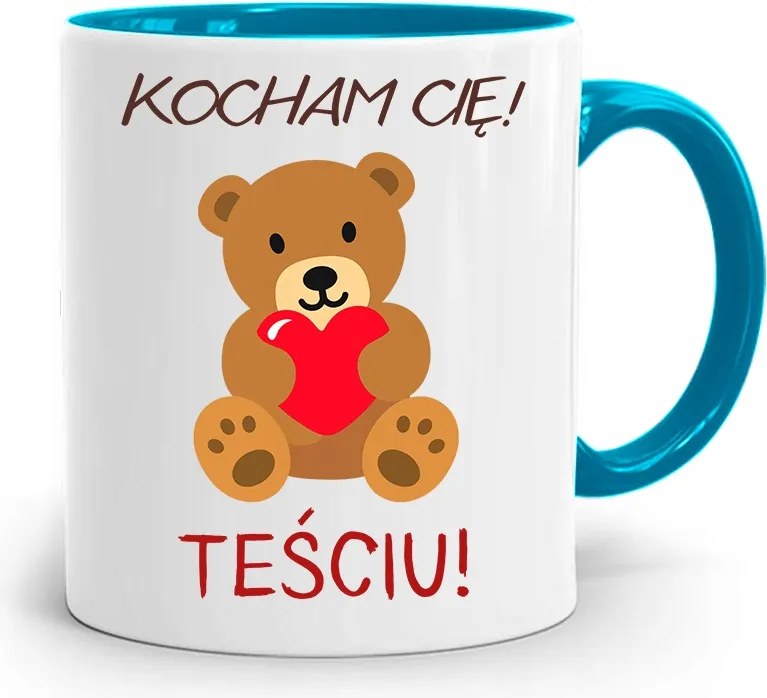 Kék Bögre Ajándék Apósnak Szeretlek fényképes nyomattal