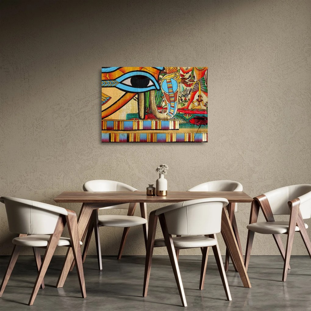 Egyiptomi motívumú kép (üvegen) (70x50 cm)