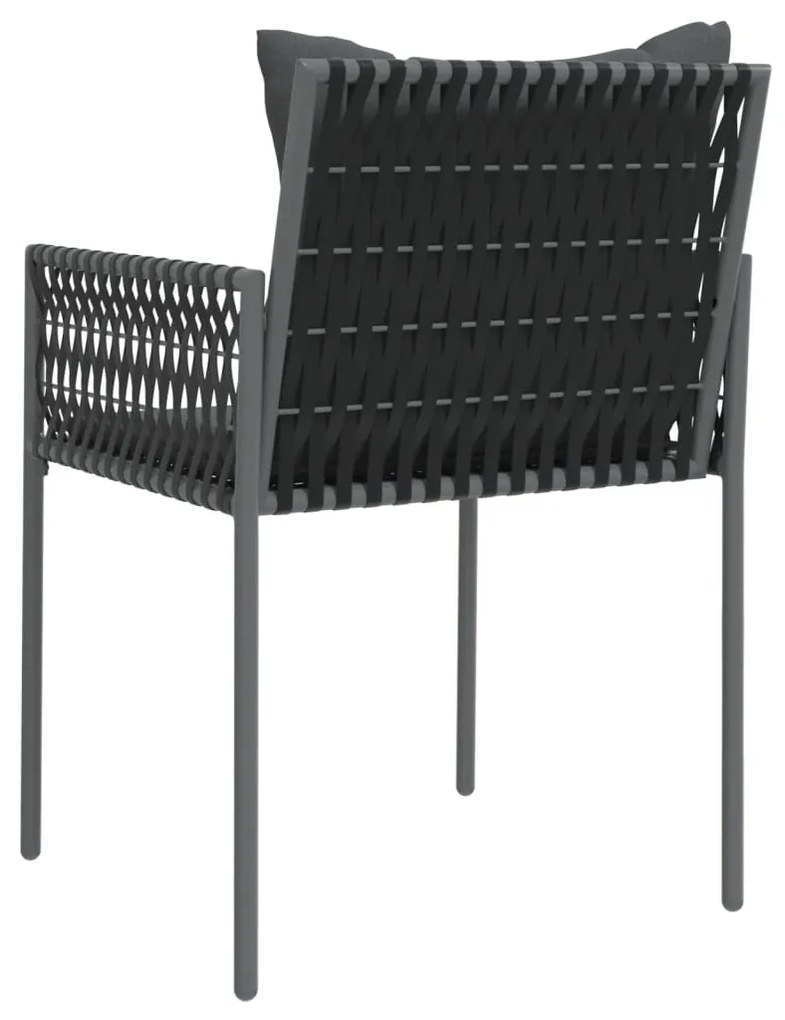 4 db fekete polyrattan kerti szék párnával 54x61x83 cm