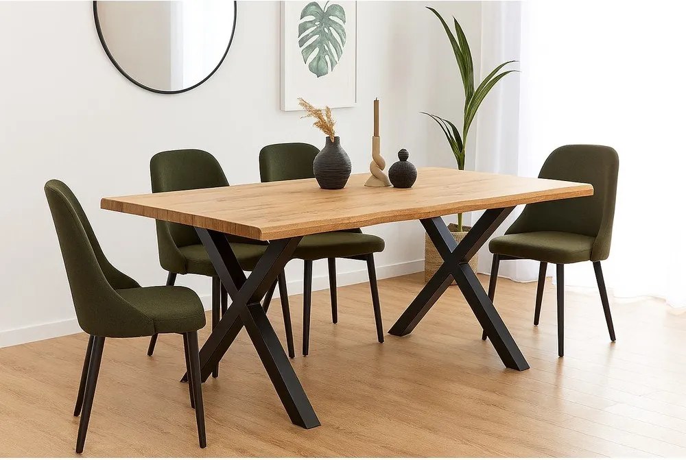 Étkezőasztal tölgyfa dekorral 90x160 cm Kora – Bonami Essentials