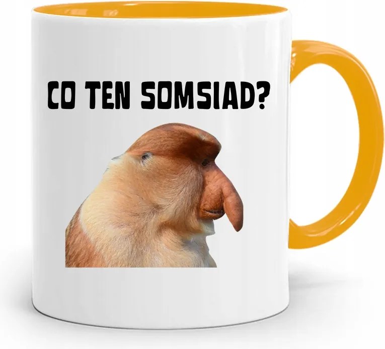 Sárga Hordozós Bögre Janusz MI Ez A Somsiad?! Ajándék fényképes nyomattal