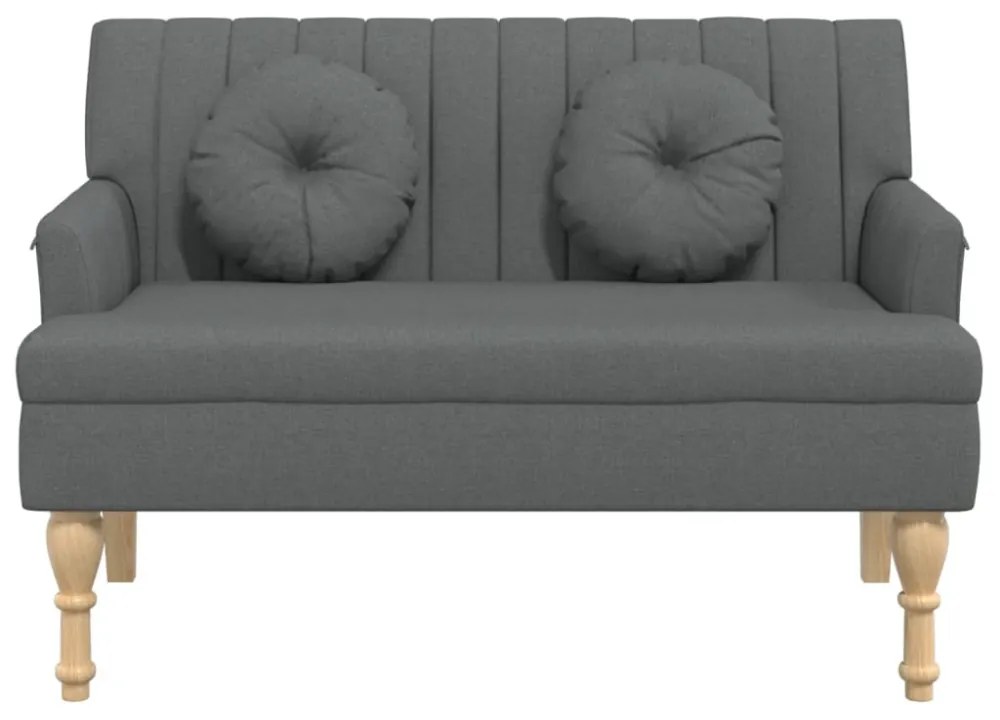sötétszürke szövetpad párnákkal 113x64,5x75,5 cm