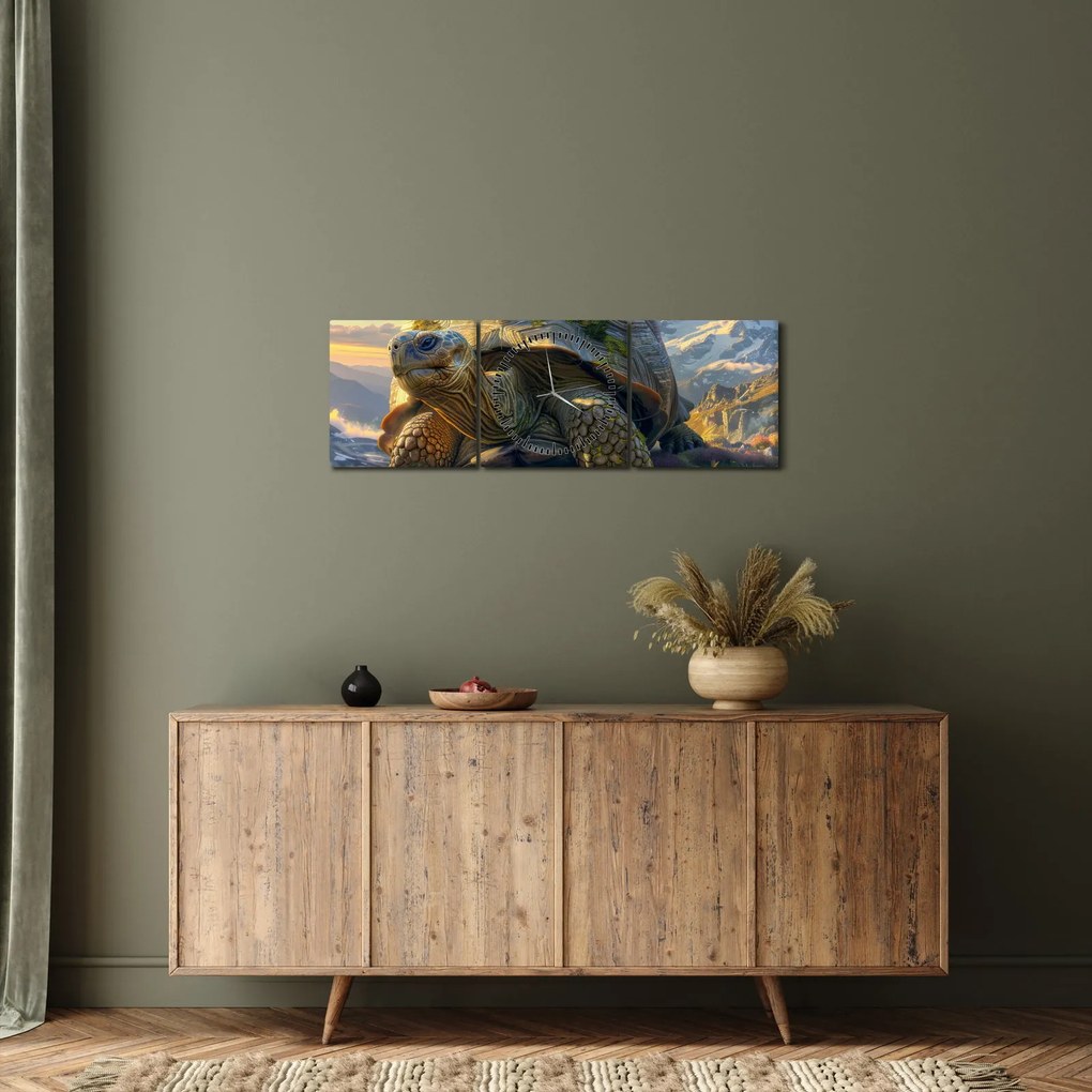 Kép - Teknős és hegyvidéki táj (órával) (90x30 cm)
