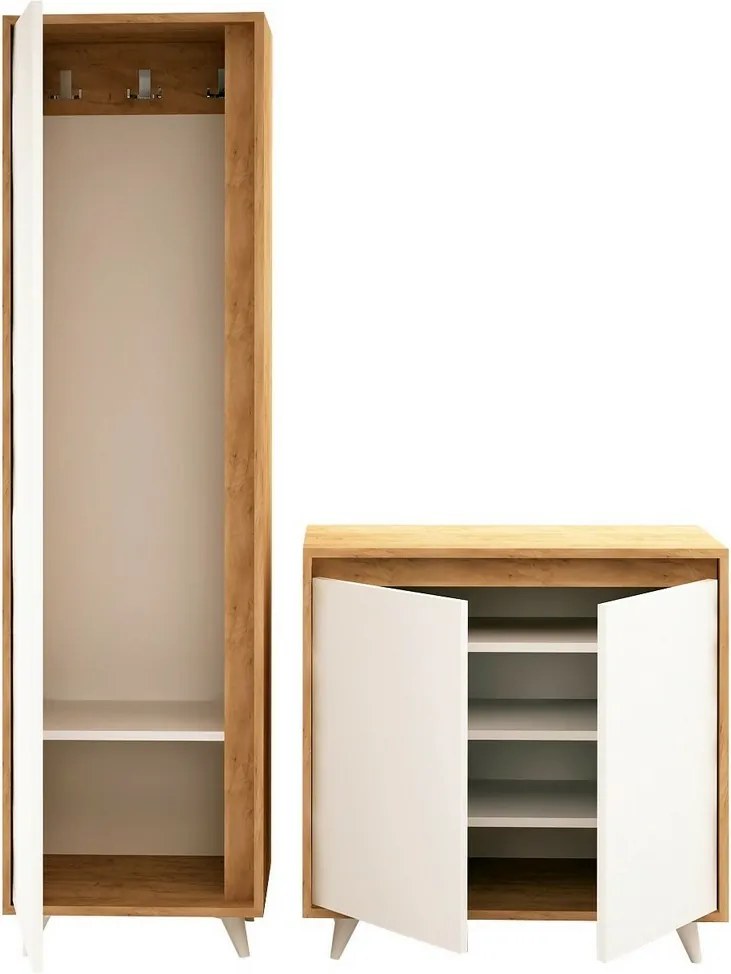 Omnide Oak and White előszoba szett