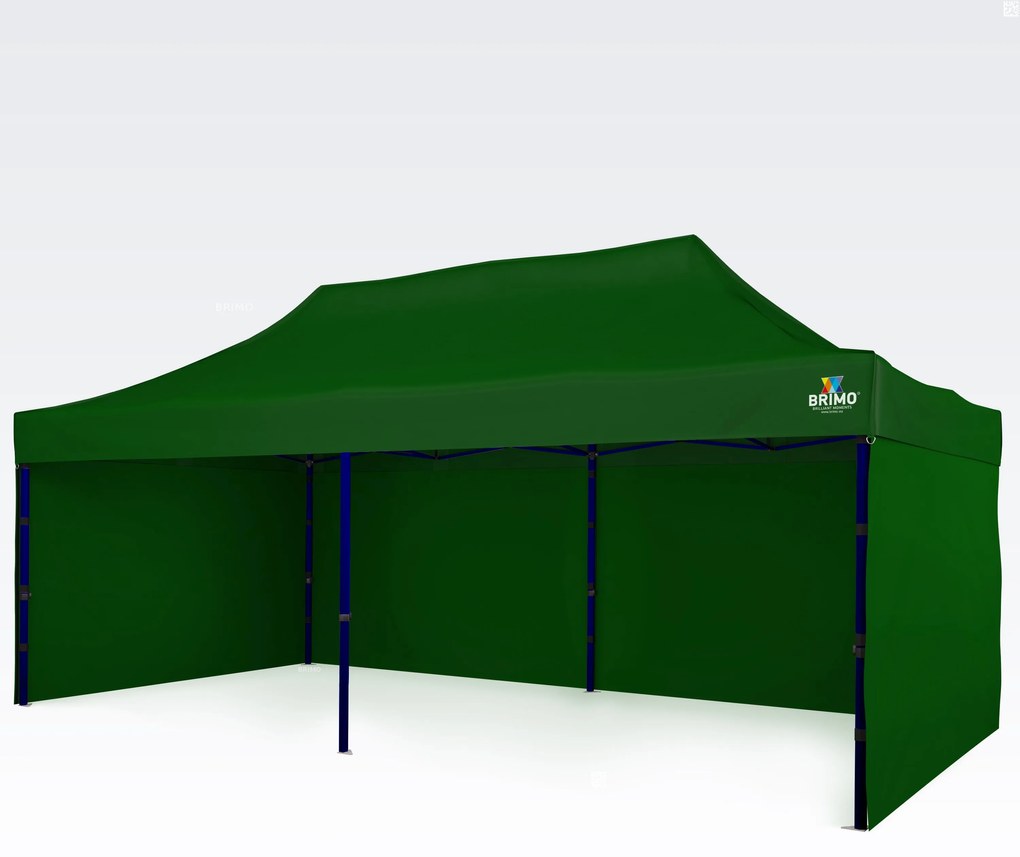 Kerti pavilon 3×6 m – összecsukható 3 fallal | BRIMO® - plusz 3 oldalfal - Zöld