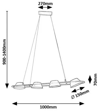 Rabalux 72218 - LED Csillár zsinóron ODISS LED/36W/230V 3000K