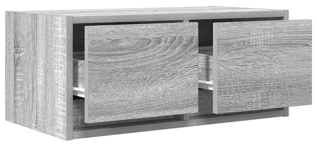 2 db szürke sonoma szerelt fa fali TV-szekrény 60x31x25,5 cm