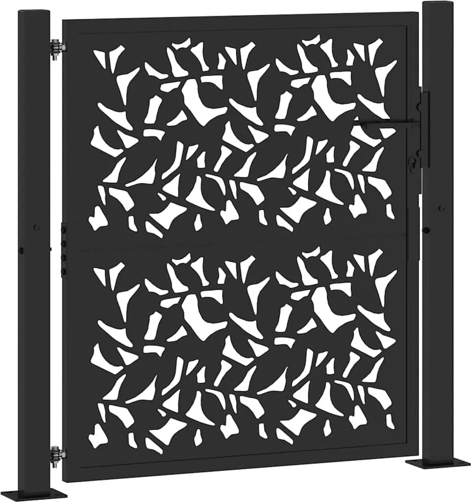 vidaXL fekete kerti kapu 100x100 cm acéllevél mintával