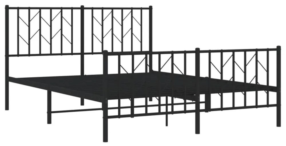 fekete fém ágykeret fej- és lábtámlával 135 x 190 cm