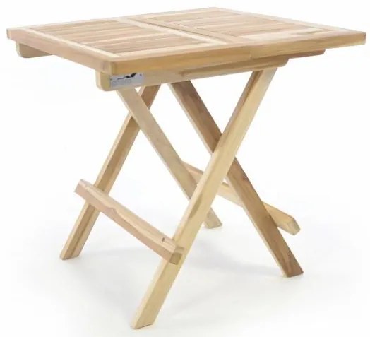 DIVERO Összecsukható kerti asztal kezeletlen tikfa 50 cm