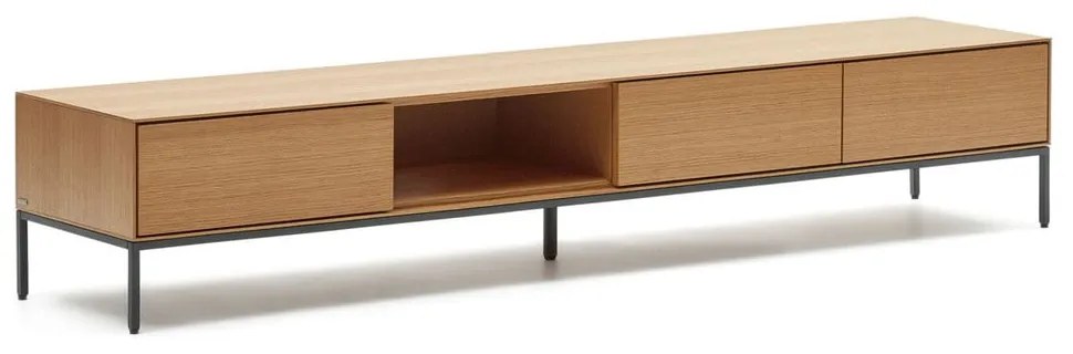 Natúr színű TV-állvány tölgyfa dekorral 195x35 cm Vedrana – Kave Home