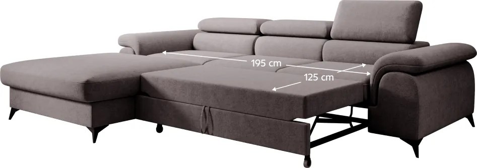 Kihúzható ülőgarnitúra, barna, balos, HORTY ROH