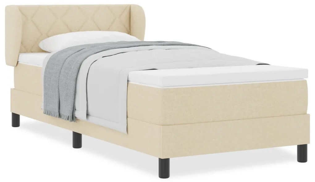 Boxspring Ágy Mattal Krém 100x200 cm Textil