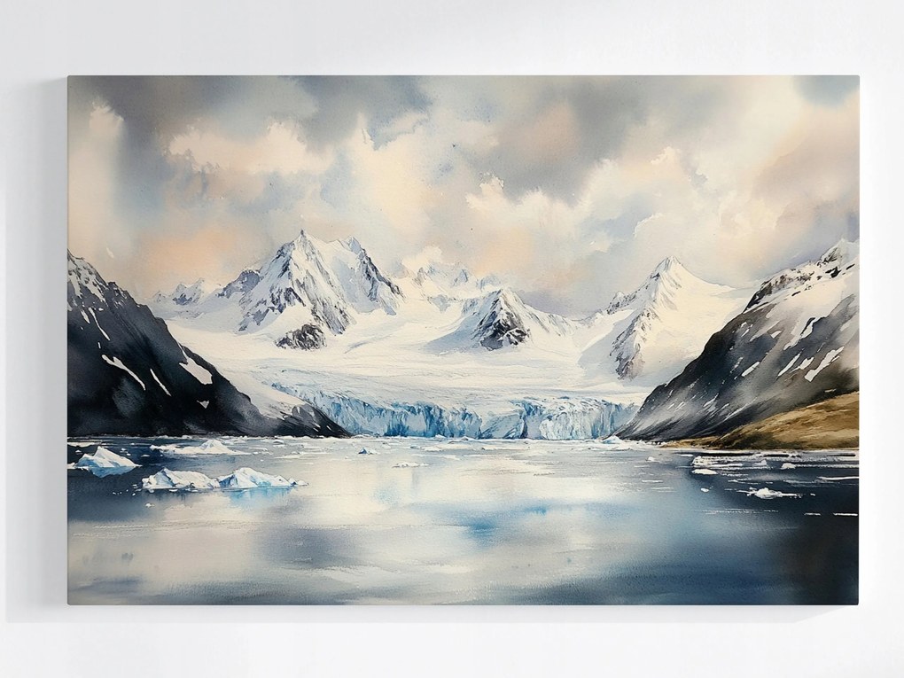 Poszter Tájkép Kilátás Hegyek Tó Gleccser Hó Jég 120x80