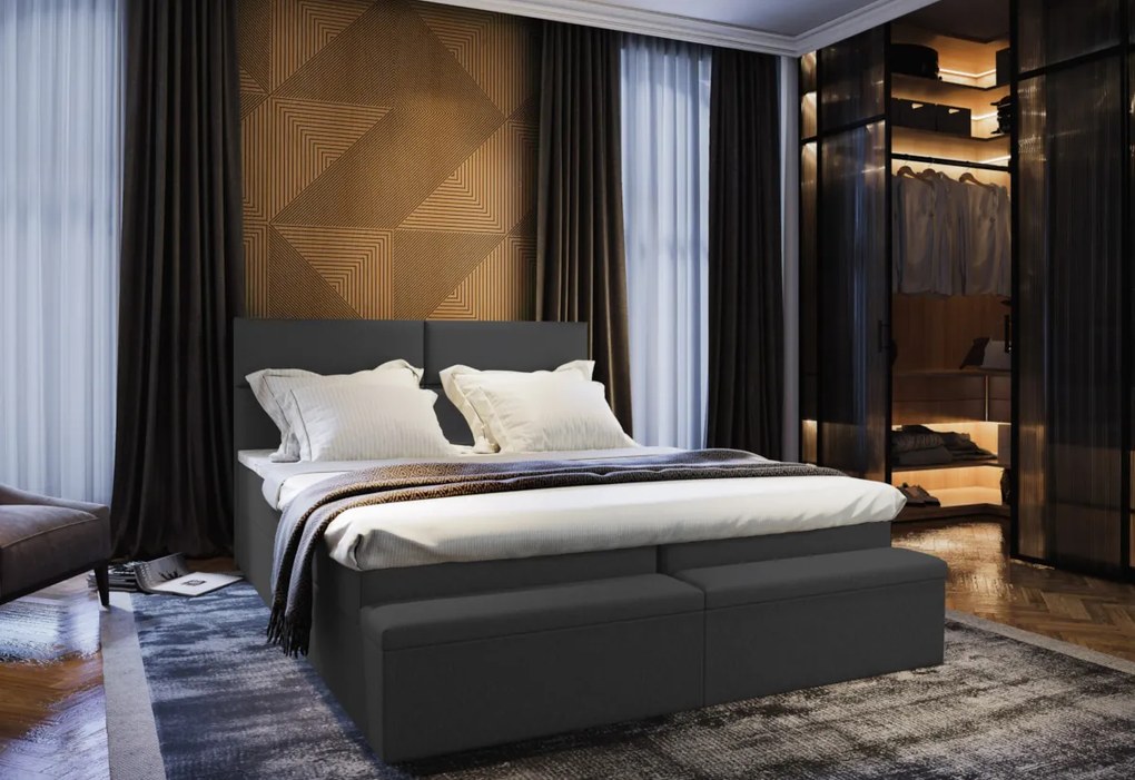 MELISA kárpitozott boxspring ágy, 140x200, sawana 80 + topper