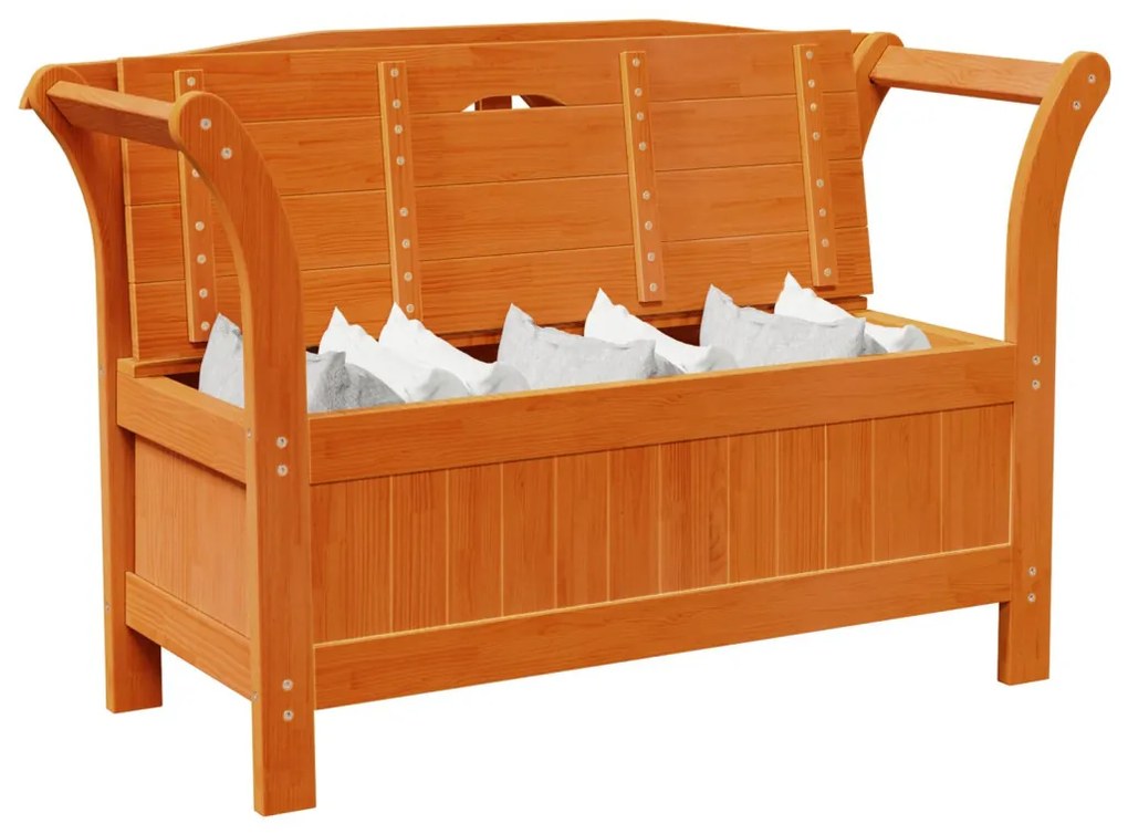 Kerti Tároló Pad Barna 119 x 76 x 44cm Tömör fenyőfa