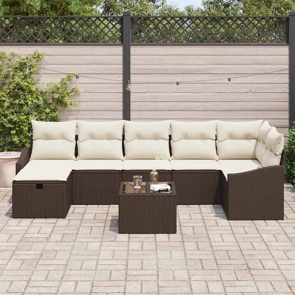 Kerti Kanapé Szett 8 pcs Barna 55 x 62 x 69 cm Poli rattan