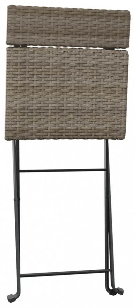 3 részes szürke összecsukható polyrattan bisztrószett