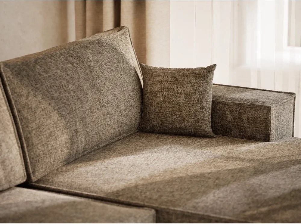 Barna zsenília kinyitható-tárolóhelyes sarokkanapé (U alakú) Kyoto – Maison de Rêve