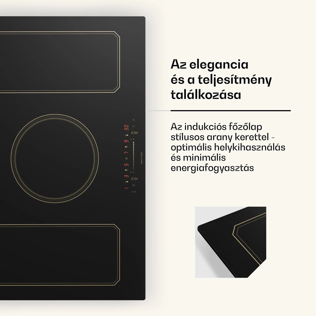 Klarstein Victoria 5 Flex, indukciós főzőlap, beépíthető, 7400 W, 2 Flex zóna, időzítő
