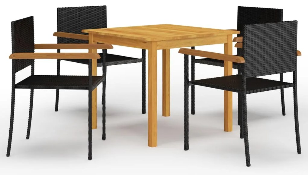 vidaXL 5 részes fekete kerti étkezőgarnitúra