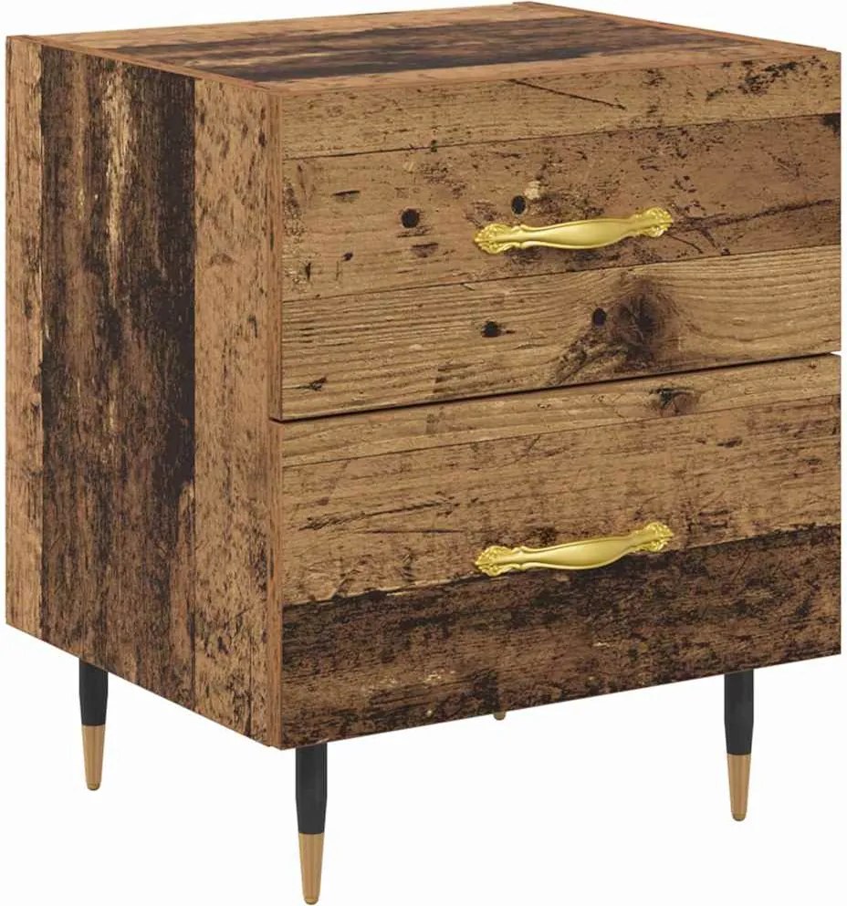 vidaXL Éjjeliszekrény fiókkal Öreg fa 40 x 35 x 47,5 cm Faanyag