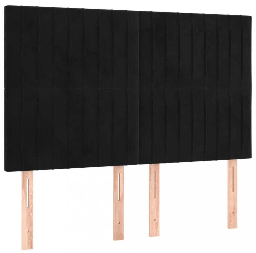 4 db fekete bársony fejtámla 72 x 5 x 78/88 cm