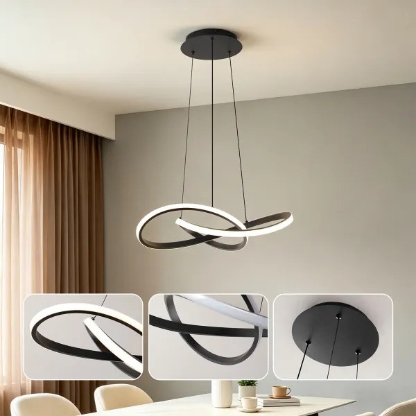 Brilagi - LED dimmelhető kábeles csillár INFINITY LED/55W/230V 50x50 cm fekete + távirányító
